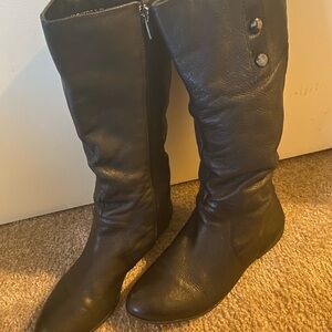 Elegant Black Leather Knee-High Boots